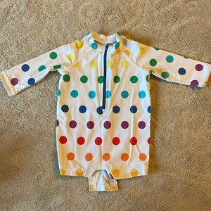 PRIMARY Baby One-Piece Rash Guard in Rainbow Polka Dots